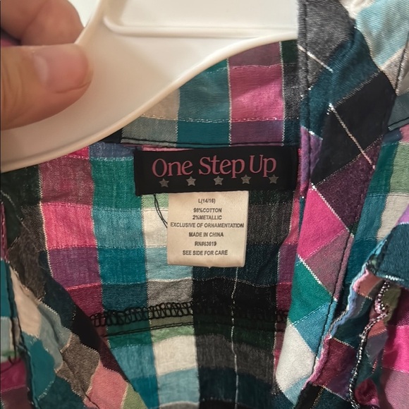 One Step Ahead Pink and Blue Button Down Shirt - Picture 2 of 4